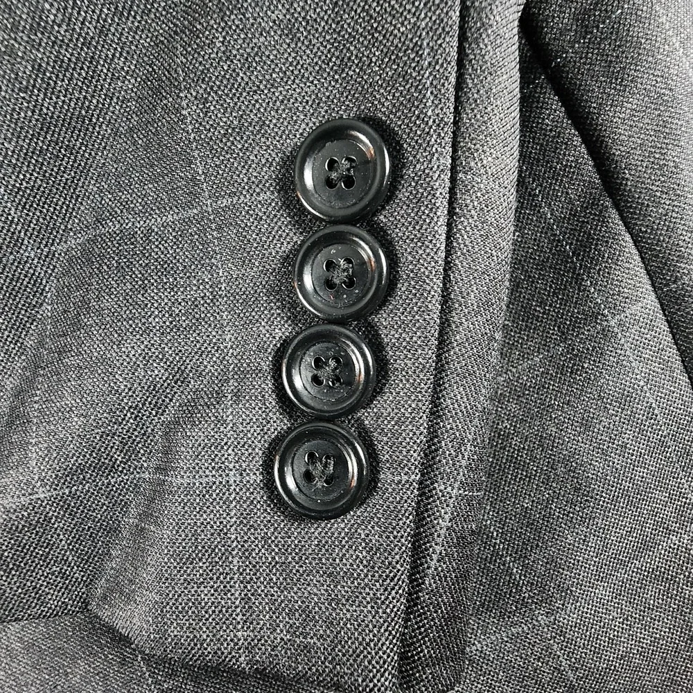 JOS‎ A BANK Men's Blazer 42L Wool Gray Windowpane Sport Coat Suit Jacket
